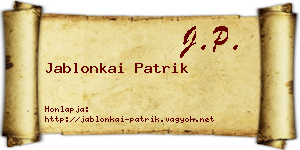 Jablonkai Patrik névjegykártya